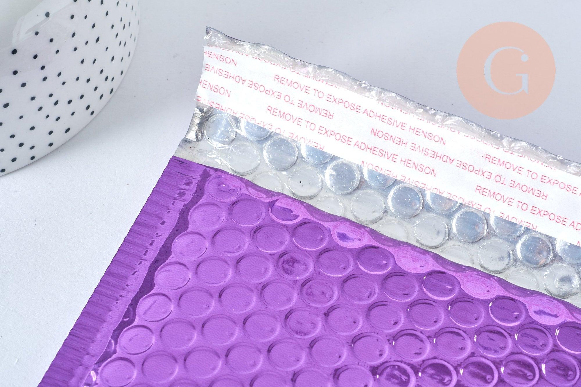 Enveloppes à bulles en plastique métallisé rose fuchsia 22.5x15cm, x10 (G6811)