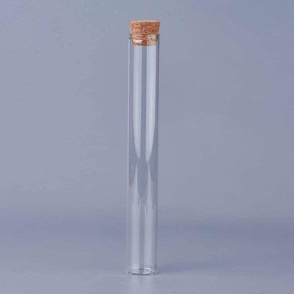 Eprouvette tube en verre et bouchon en liège 15.6mm, x1 (G2747)