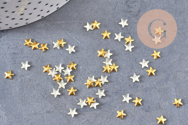 Etoile à coller zamac doré,fournitures à coller pour décorer pierres et bijoux,4mm, x10 G5324