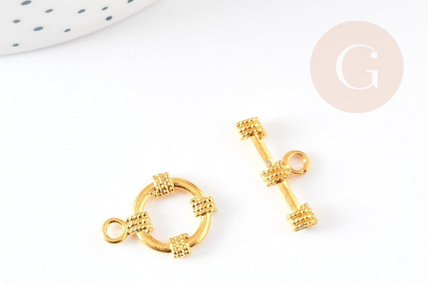 Fermoir T alliage doré fabrication bijoux, fermoirs dorés,apprêt doré,fabrication bracelet, 20mm, x2 G3121