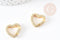 Fermoir à clapet coeur laiton doré et strass 18mm, x1 (G5243)