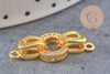 Fermoir à clipser anneaux laiton doré 18k strass 25.5mm, x1 (G2996)