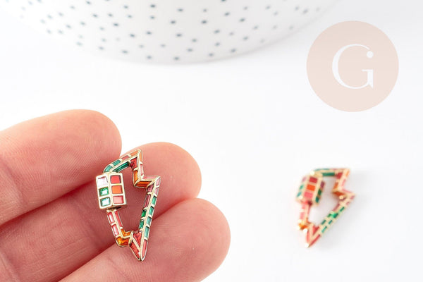 Fermoir à vis éclair laiton doré émail cloisonné 26mm, x1 (G2741)