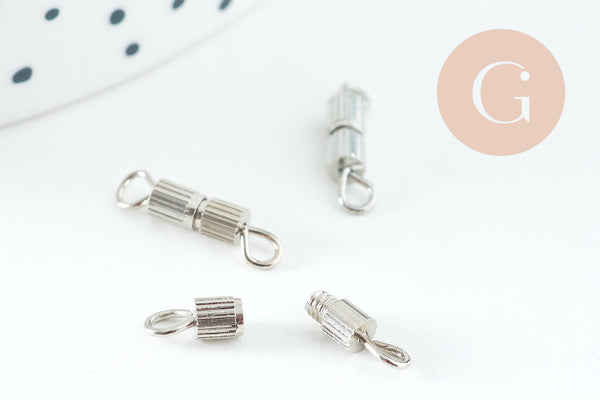 Fermoir à visser laiton platine 14mm, x10 (G10729)