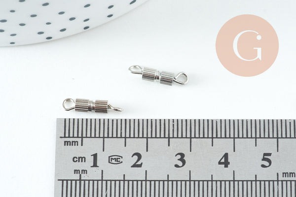 Fermoir à visser laiton platine 14mm, x10 (G10729)