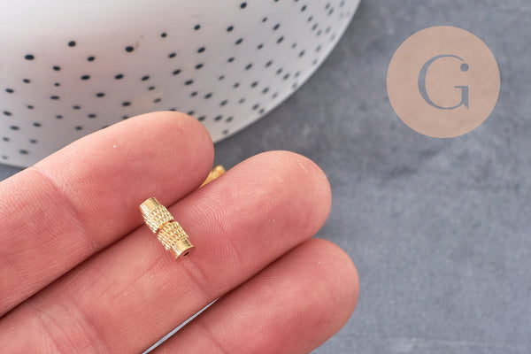 Fermoir à visser texturé laiton doré 12mm, x5 (G10550)