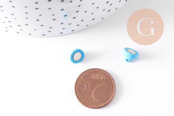 Fermoir aimanté zamac bleu 13mm,x1 (G5866)
