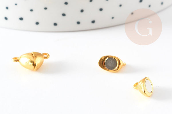 Fermoir coeur aimanté zamac doré 15mm, x1 (G5872)