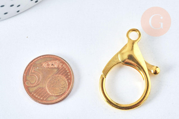 Fermoir grand mousqueton perroquet laiton doré 34.5mm, x1 (G6894)