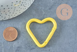 Fermoir mousqueton coeur en aluminium coloré 43mm, x1 (G8144)