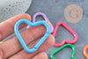 Fermoir mousqueton coeur en aluminium coloré 43mm, x1 (G8144)