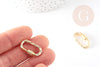 Fermoir ovale à vis laiton doré 18k zircons blanc 23.5mm, x1 (G5338)