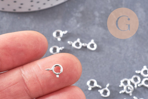 Fermoirs Marins laiton plaqué argent 925 8mm, x10 (G10241)