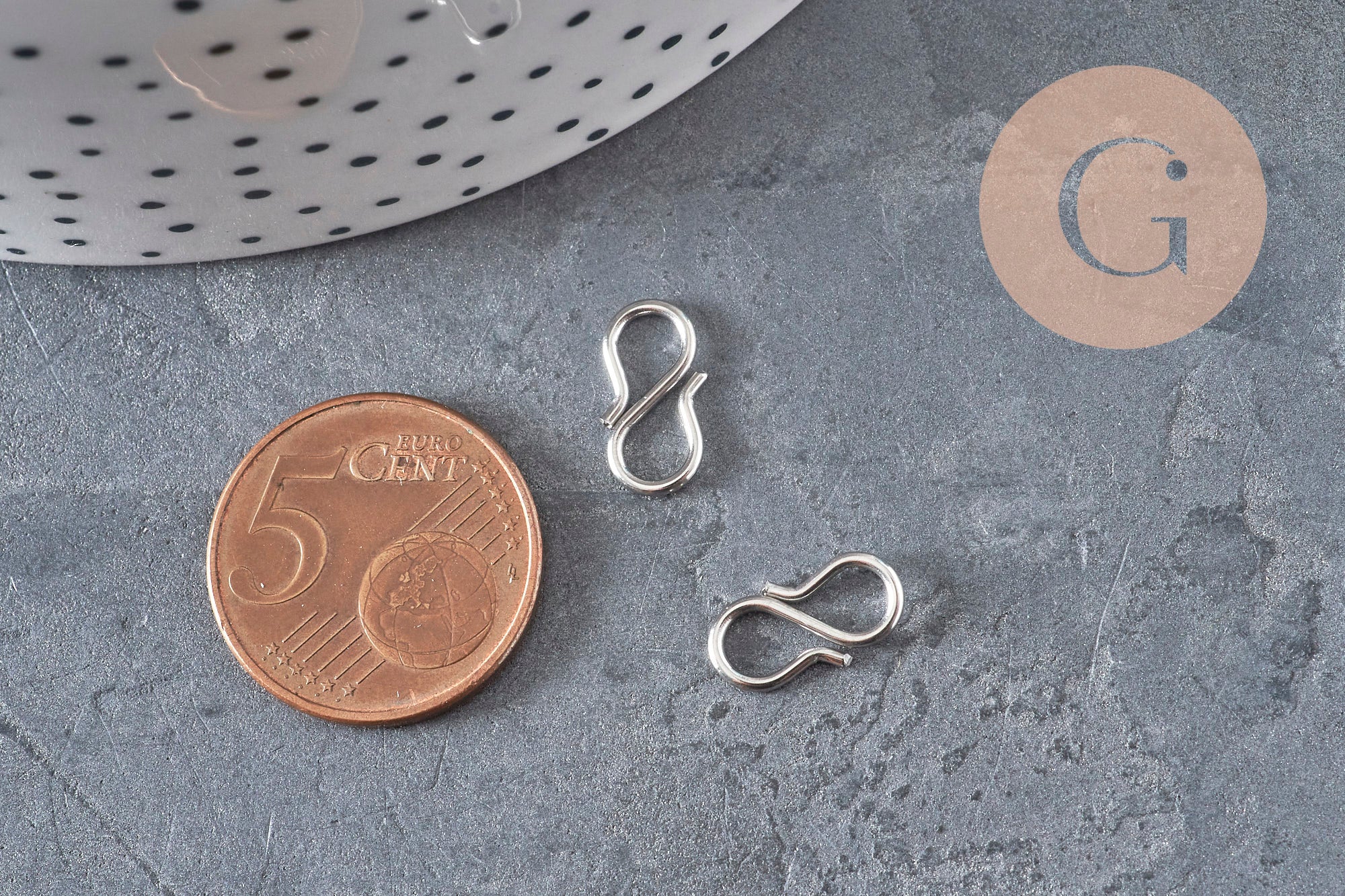 Clasps hook S 304 stainless steel platinum 12mm, x5 (G11181)