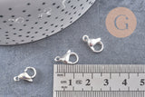 Fermoirs mousquetons acier 304 inoxydable argenté 13mm, x10 (G10889)