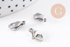 Fermoirs mousquetons acier 316 inoxydable platine 12mm, x5 (G10099)