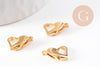 Fermoirs mousquetons coeur acier 304 inoxydable doré 14mm, x5 (G4057)