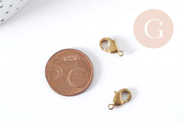 Fermoirs mousquetons laiton brut 11.5mm, x10 (G8953)