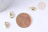 Fermoirs mousquetons laiton doré 18k 9mm pince homard, x10 (G1318)