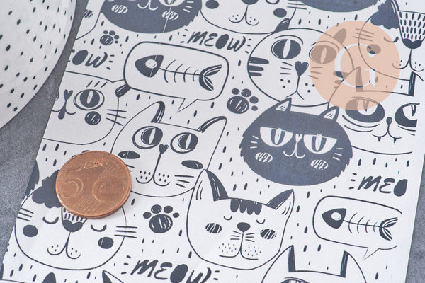 Feuille de transfert polymère – Chats Noir & blanc 14x10 cm, x1 (G10787)