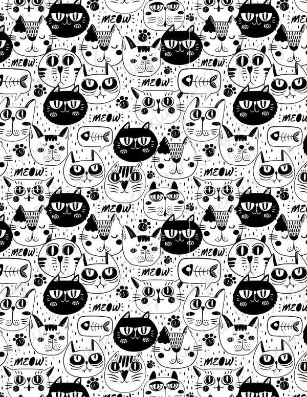 Feuille de transfert polymère – Chats Noir & blanc 14x10 cm, x1 (G10787)