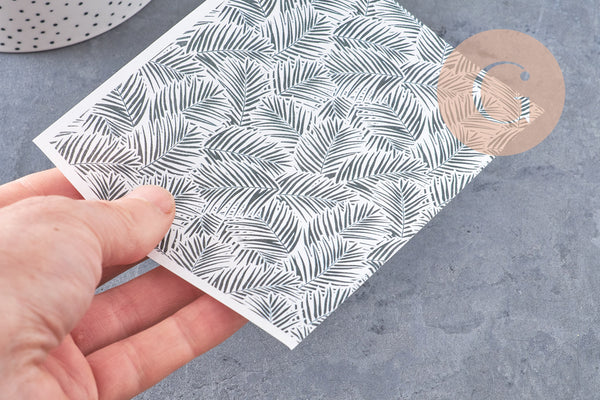 Feuille de transfert polymère – Feuilles de palme Kaki 14x10 cm, x1 (G10767)