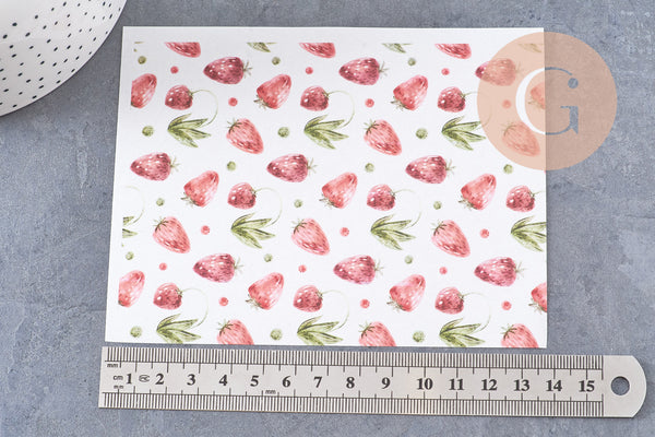 Feuille de transfert polymère – Fraises 14x10 cm, x1 (G10764)