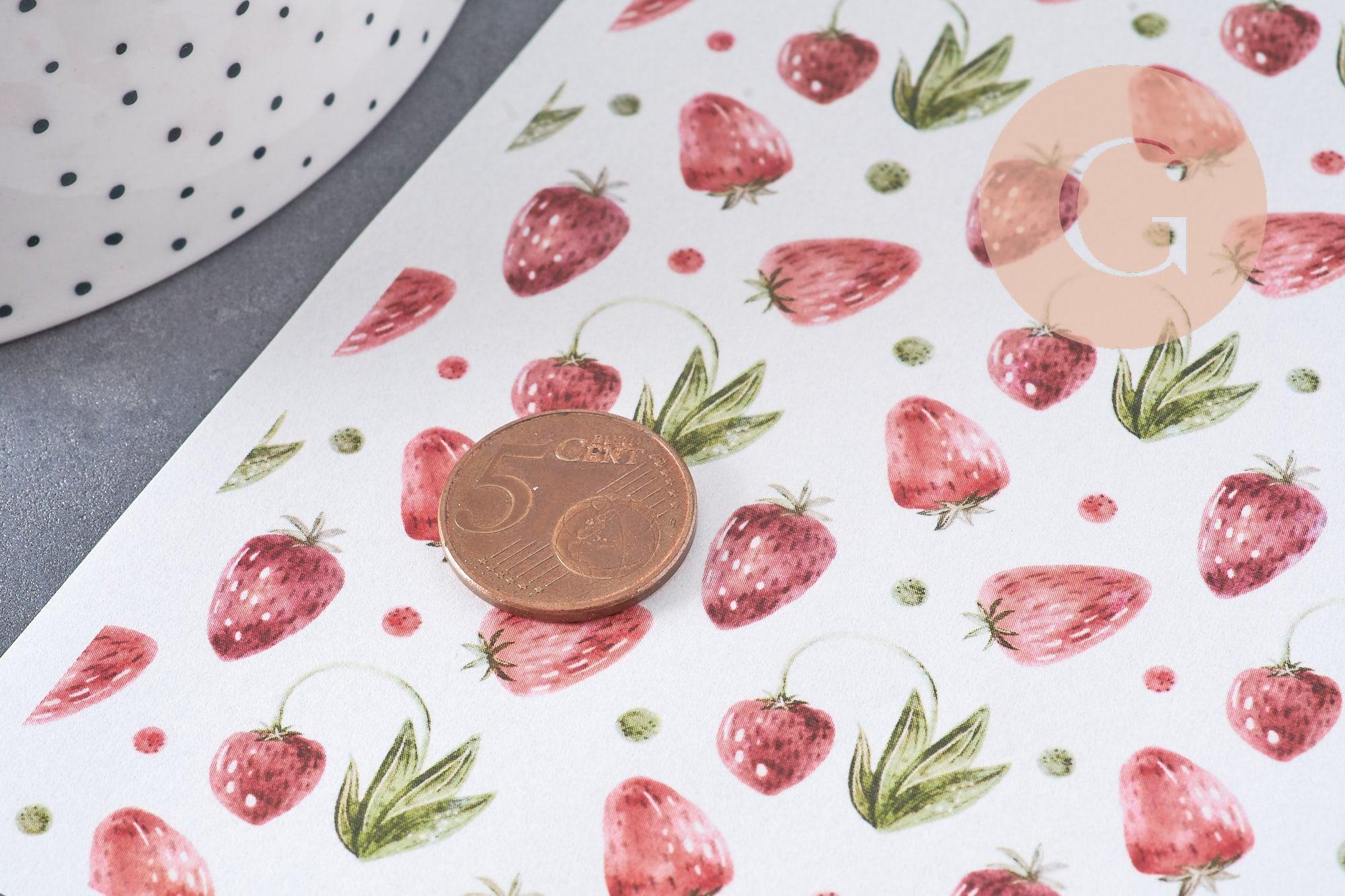 Feuille de transfert polymère – Fraises 14x10 cm, x1 (G10764)