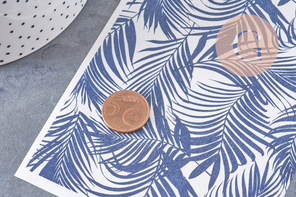 Feuille de transfert polymère – Grandes feuilles de palme marine 14x10 cm, x1 (G10774)