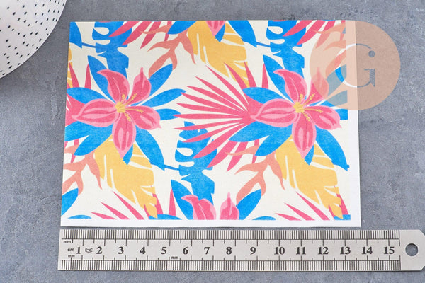 Feuille de transfert polymère –Grandes fleurs tropicales 14x10 cm, x1 (G10782)
