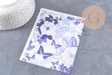 Feuille de transfert polymère – Jouy bleu 14x10 cm, x1 (G10778)