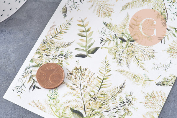 Feuille de transfert polymère – Motif Feuilles fougères clair 14x10 cm, x1 (G10775)