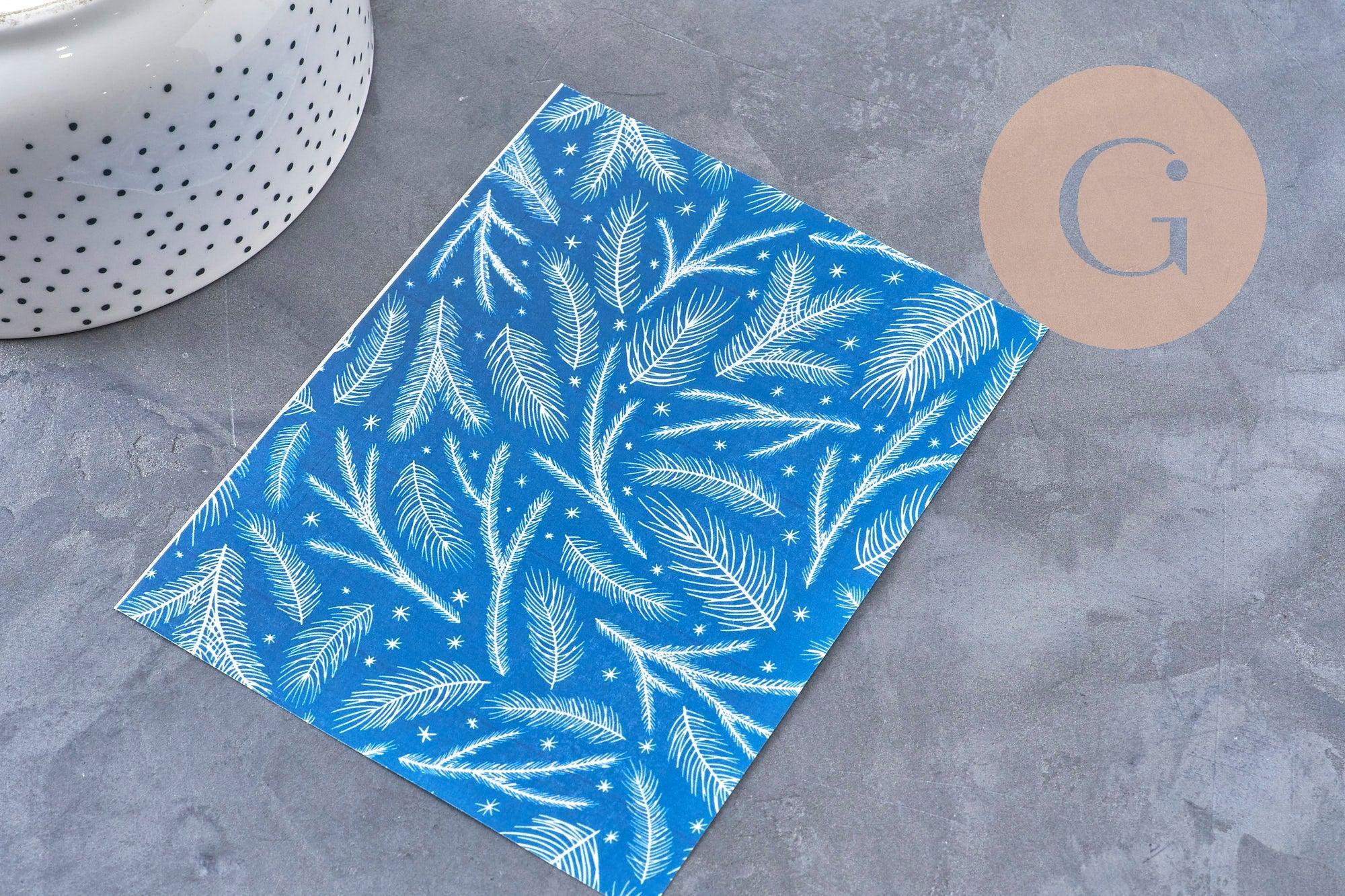 Feuille de transfert polymère – Motif Hiver Fond bleu 14x10 cm, x1 (G11011)