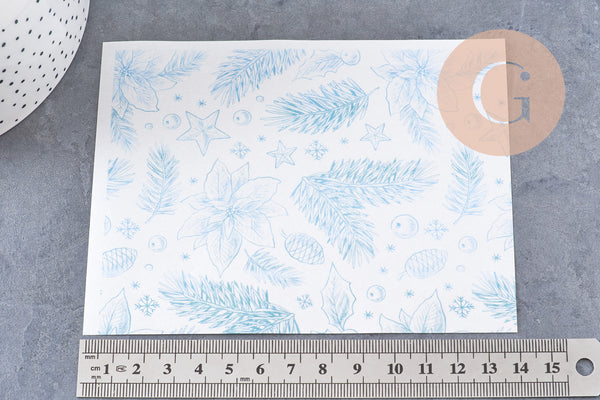 Feuille de transfert polymère – Motif Hiver Vert 14x10 cm, x1 (G10781)