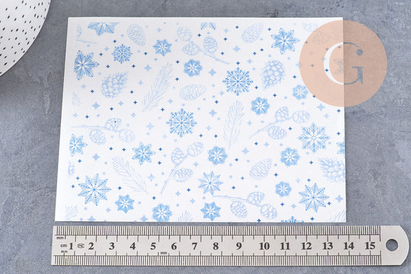 Feuille de transfert polymère – Motif Hiver bleu 14x10 cm, x1 (G10780)