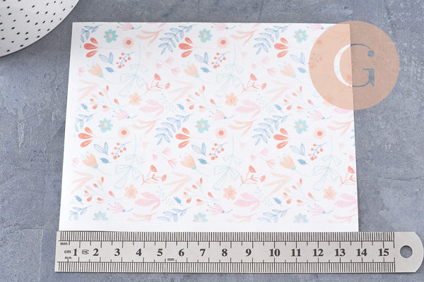 Feuille de transfert polymère – Motif fleuri 14x10 cm, x1 (G10761)