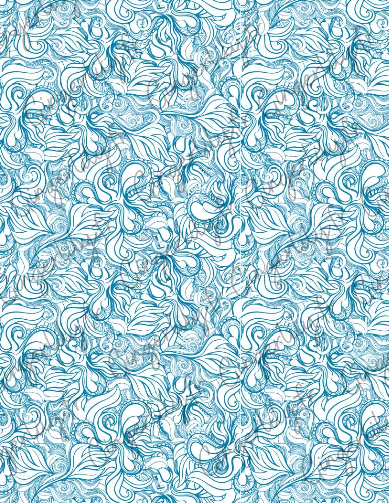 Feuille de transfert polymère – Vagues bleues 14x10 cm, x1 (G10790)