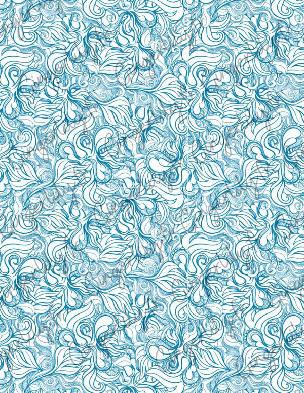 Feuille de transfert polymère – Vagues bleues 14x10 cm, x1 (G10790)