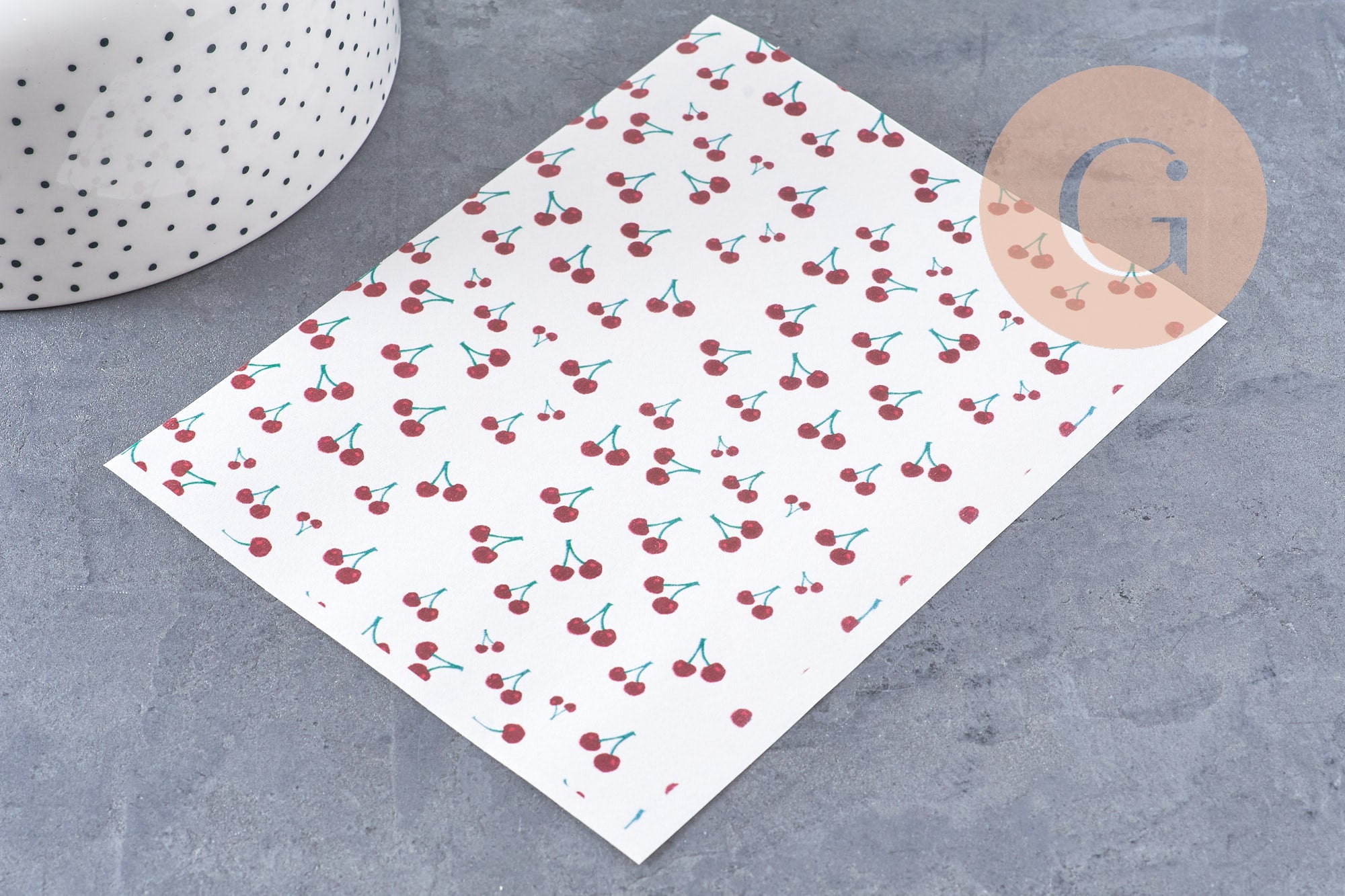Feuille de transfert polymère – cerises 14x10 cm, x1 (G10765)