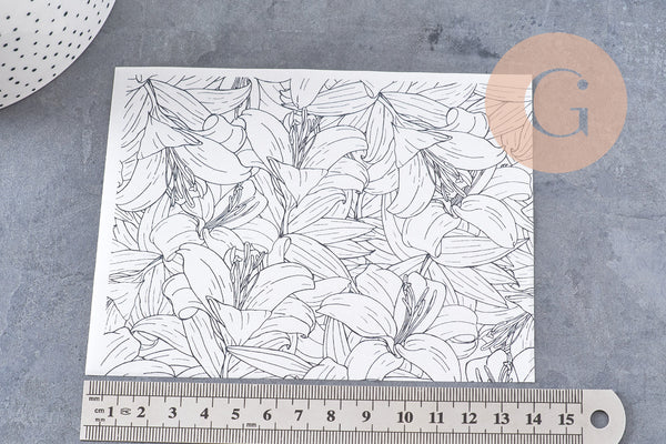Feuille de transfert polymère – fleurs tropicales 14x10 cm, x1 (G10786)