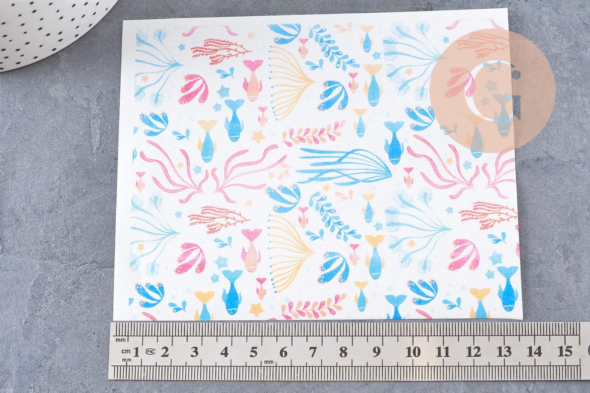 Feuille de transfert polymère – motifs Corail Multicolore 14x10 cm, x1 (G10768)