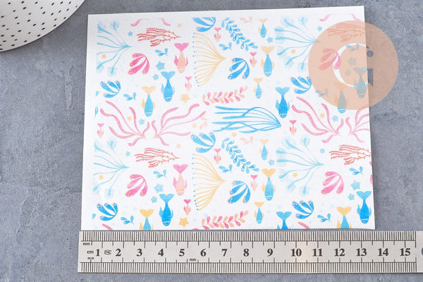 Feuille de transfert polymère – motifs Corail Multicolore 14x10 cm, x1 (G10768)