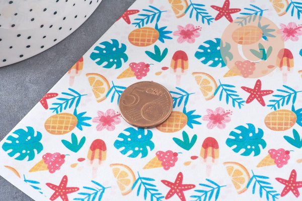 Feuille de transfert polymère – motifs vacances glace étoile de mer 14x10 cm, x1 (G10769)