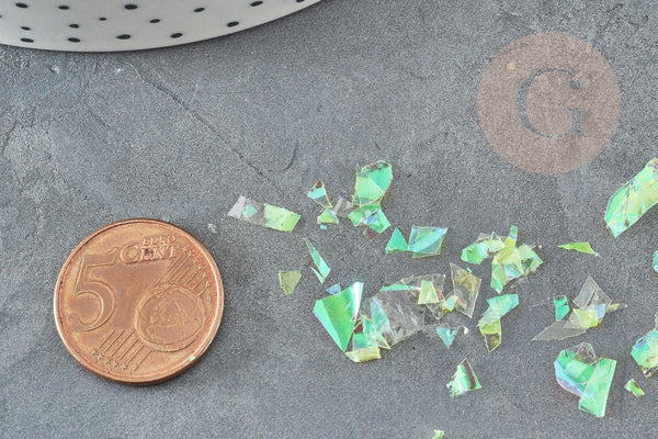 Feuille holographique jaune création de bijoux, boite de 0.3 grammes, jesmonite ou création pâte polymère, x1 G9221