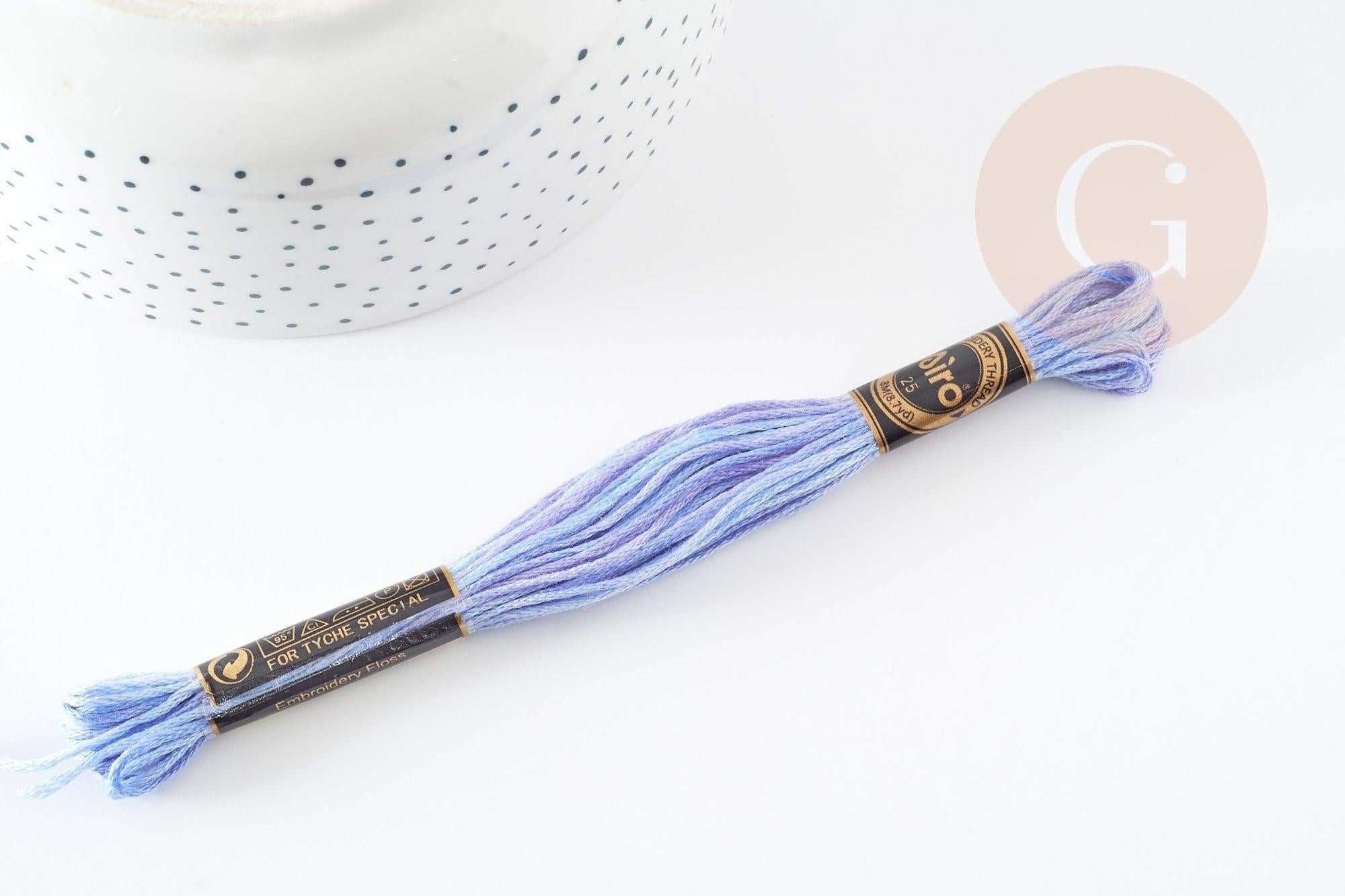 Fil à broder polyester dégradé bleu violet 0.5mm, fil original, pour bracelet brésilien, fil à broder ou scrapbooking, x8 mètres G9354