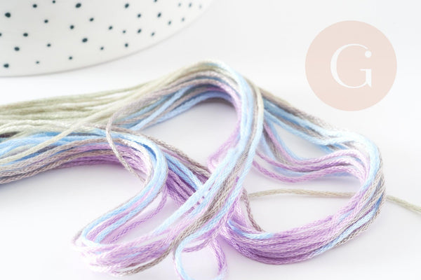 Fil à broder polyester dégradé bleu violet vert 0.5mm, fil original, pour bracelet brésilien, fil à broder ou scrapbooking, x8 mètres G9355