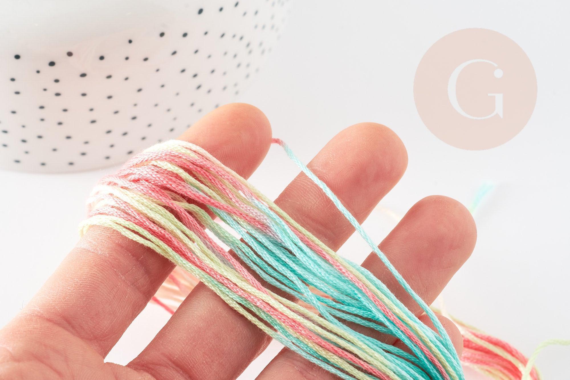 Fil à broder polyester dégradé rose turquoise 0.5mm, fil original, pour bracelet brésilien, fil à broder ou scrapbooking, x8 mètres G9357