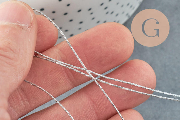 Fil argent métallisé 0.8mm, x5 ou x10 Mètres (G0362)