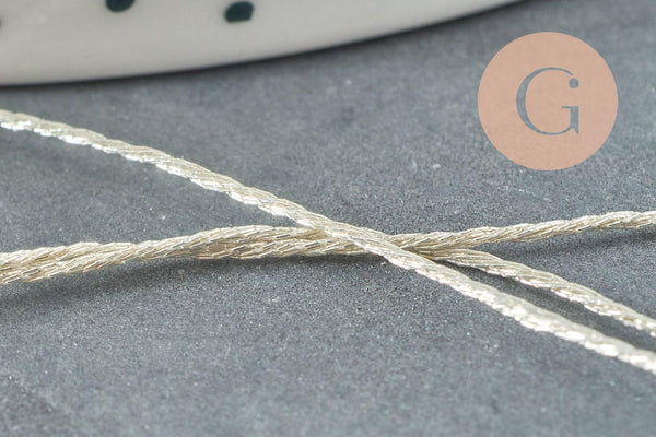 Fil blanc ivoire métallisé,fil original, fil Couture broderie,fil or, diamètre 0.8mm, x5 ou x10 Mètres ,G1859