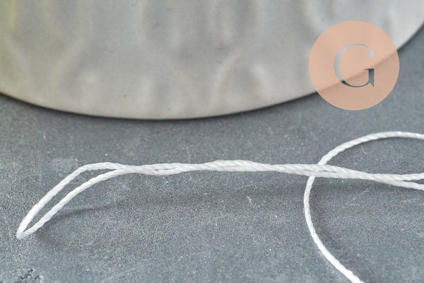 Fil blanc nylon pour broderie couture bijoux 0.8mm, x 10 mètres (G1621)